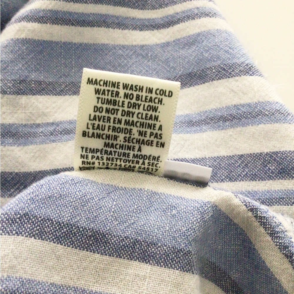 Bella Dahl Linen Blend Striped Long Sleeve Raw Hem Top Size M - Picture 10 of 10